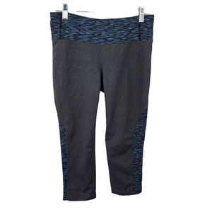 Athleta Splits Revelation Blue Gray Yoga Pilates Gym Capri Leggings Medium